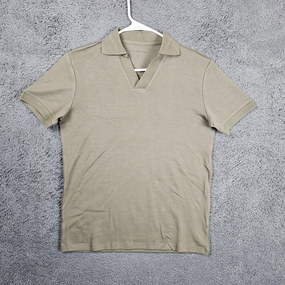 CO THIRTY SIX Mens Polo Shirt Olive‎ Green Cotton Stretch Small